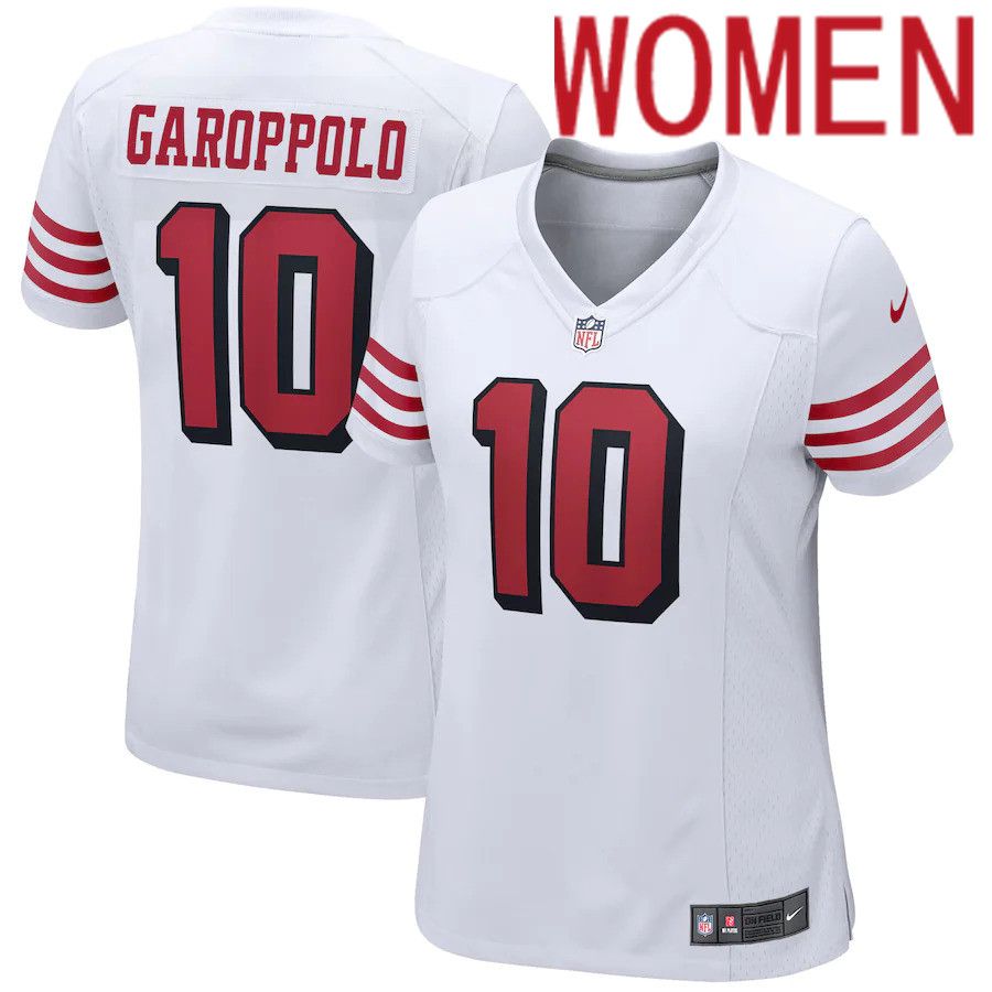 Women San Francisco 49ers #10 Jimmy Garoppolo Nike White Alternate Game Player NFL Jersey